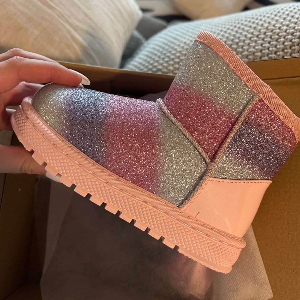 Glittery Pink and Silver Kids Boots size 10 - new